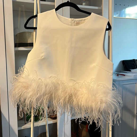 Donne Par Dieu White Feather Top SIZE M - Picture 3 of 5